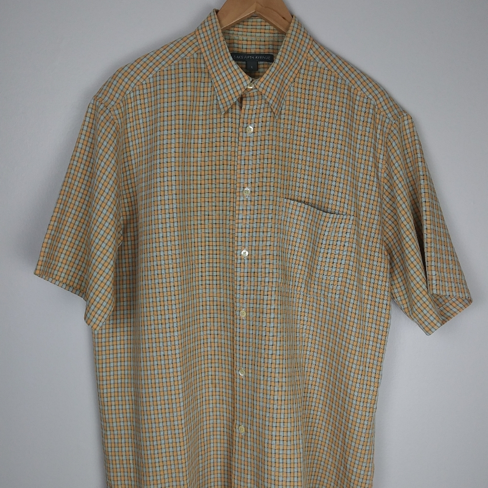 Saks Fifth Short Leeve button down shirt Size L